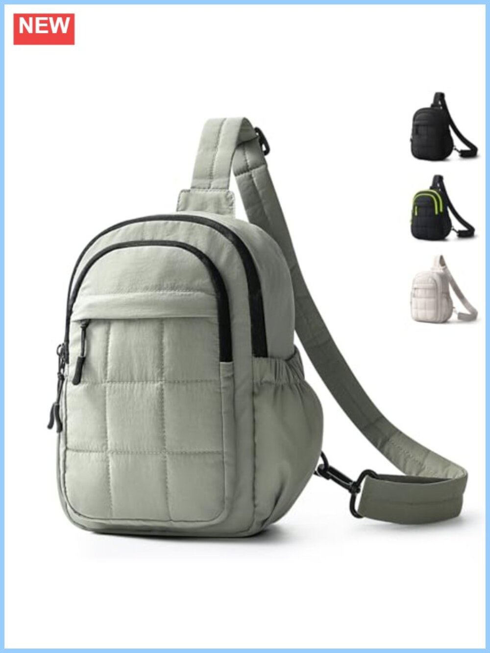 Quilted Puffer Sling Bag Crossbody RFID Anti-Theft Nylon Travel Purse
